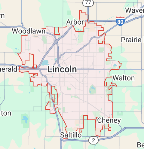 Map of Lincoln NE